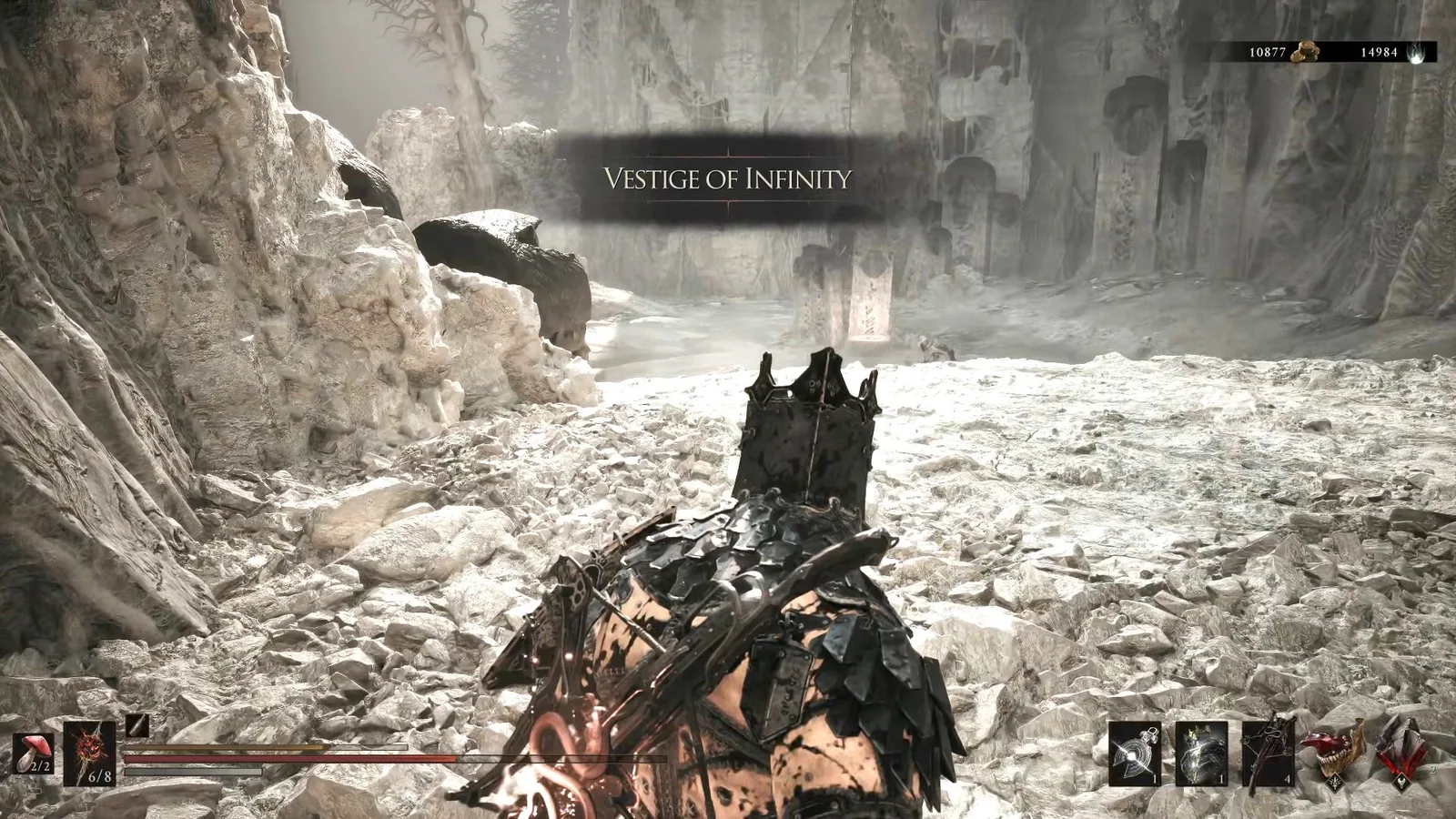A Mortal Shell 2 screenshot showing the perfect path the player should take through Castigator's Keep according to Rock Paper Shotgun's full walkthrough of the game.