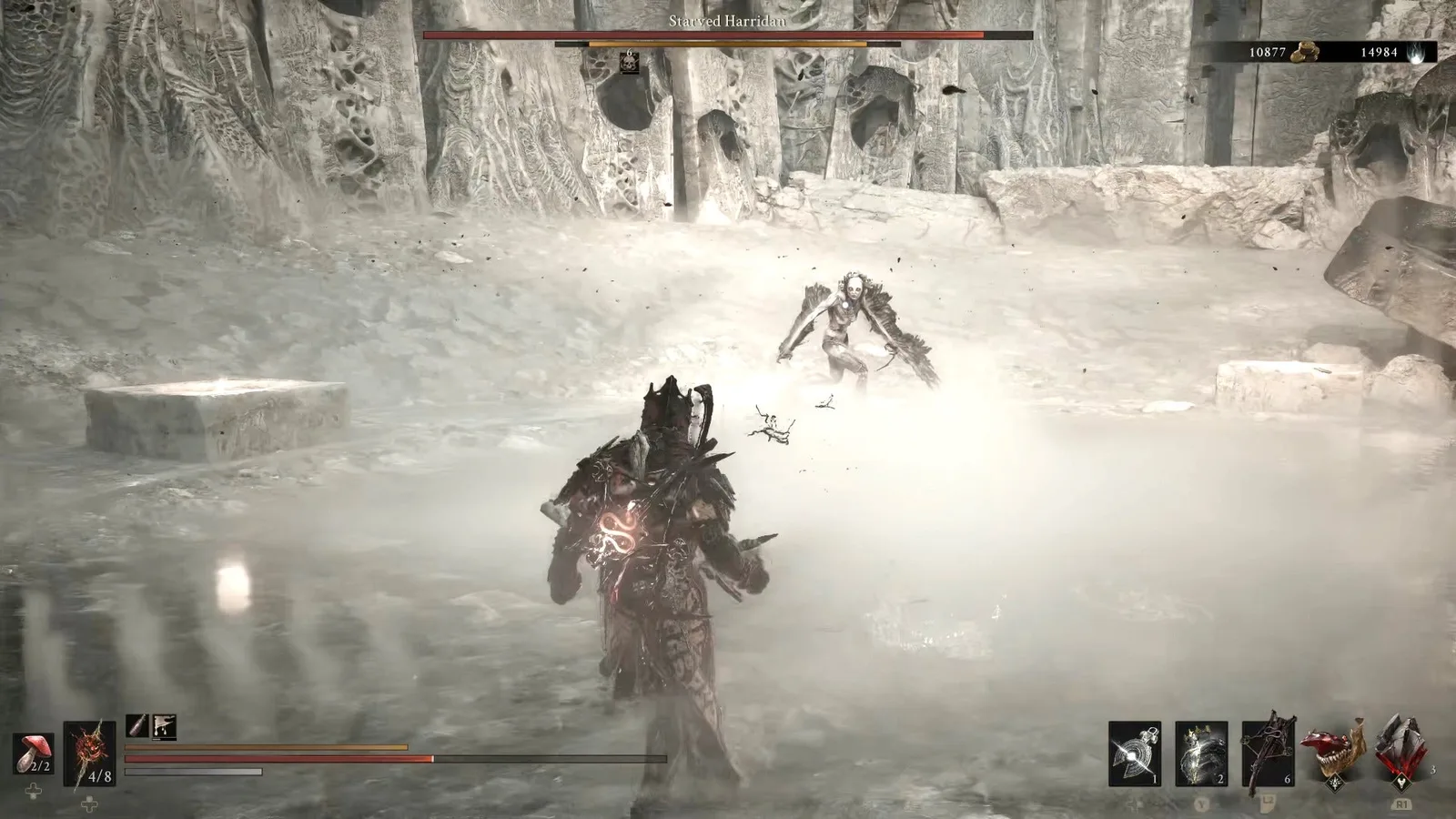 A Mortal Shell 2 screenshot showing the perfect path the player should take through Castigator's Keep according to Rock Paper Shotgun's full walkthrough of the game.