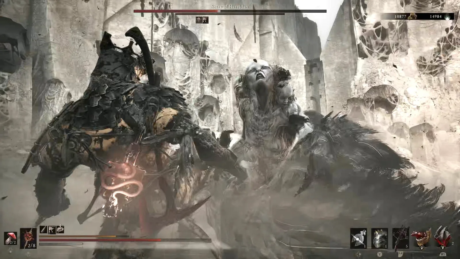 A Mortal Shell 2 screenshot showing the perfect path the player should take through Castigator's Keep according to Rock Paper Shotgun's full walkthrough of the game.
