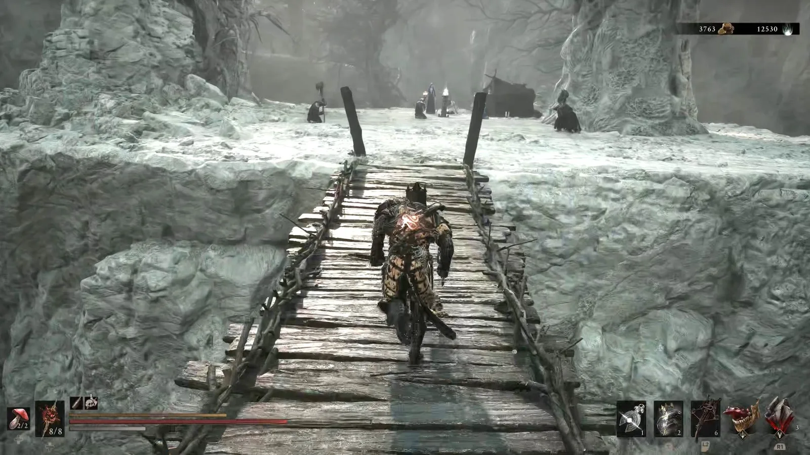 A Mortal Shell 2 screenshot showing the perfect path the player should take through Castigator's Keep according to Rock Paper Shotgun's full walkthrough of the game.