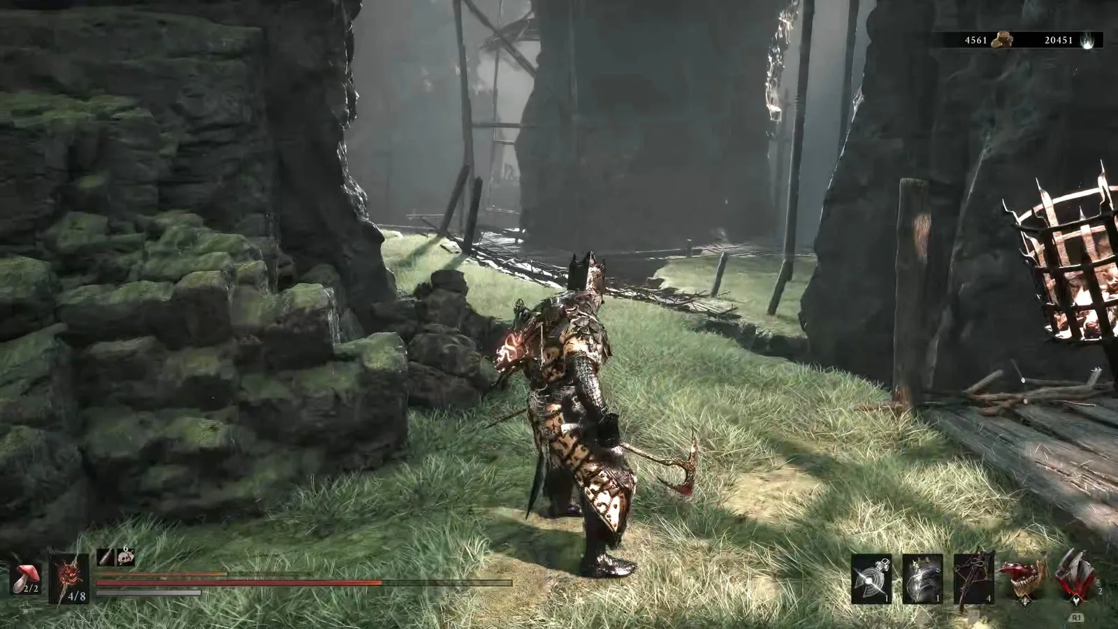 A Mortal Shell 2 screenshot showing the perfect path the player should take through Castigator's Keep according to Rock Paper Shotgun's full walkthrough of the game.