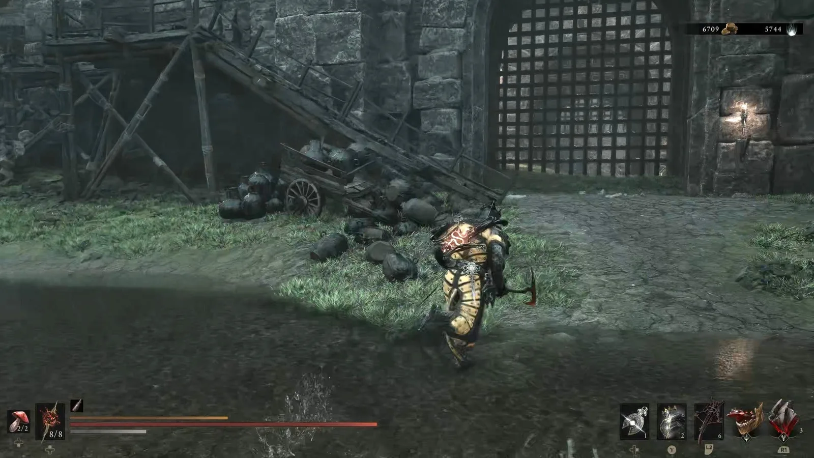 A Mortal Shell 2 screenshot showing the perfect path the player should take through Castigator's Keep according to Rock Paper Shotgun's full walkthrough of the game.