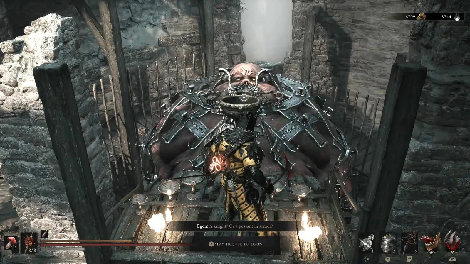 A Mortal Shell 2 screenshot showing the perfect path the player should take through Castigator's Keep according to Rock Paper Shotgun's full walkthrough of the game.