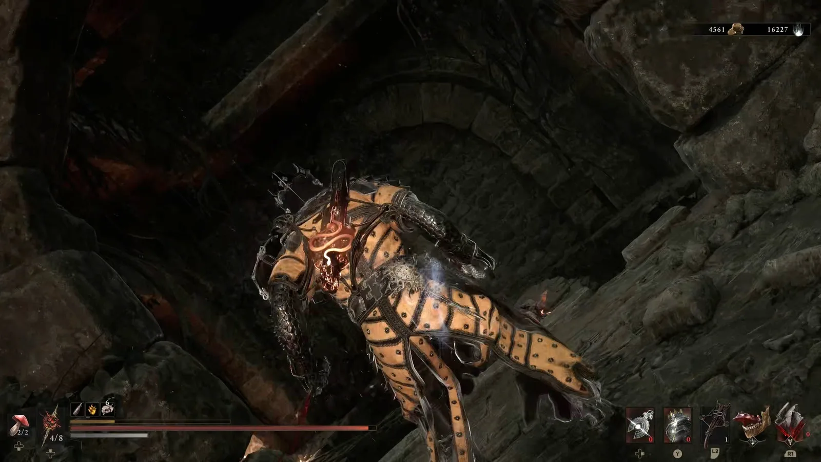 A Mortal Shell 2 screenshot showing the perfect path the player should take through Castigator's Keep according to Rock Paper Shotgun's full walkthrough of the game.