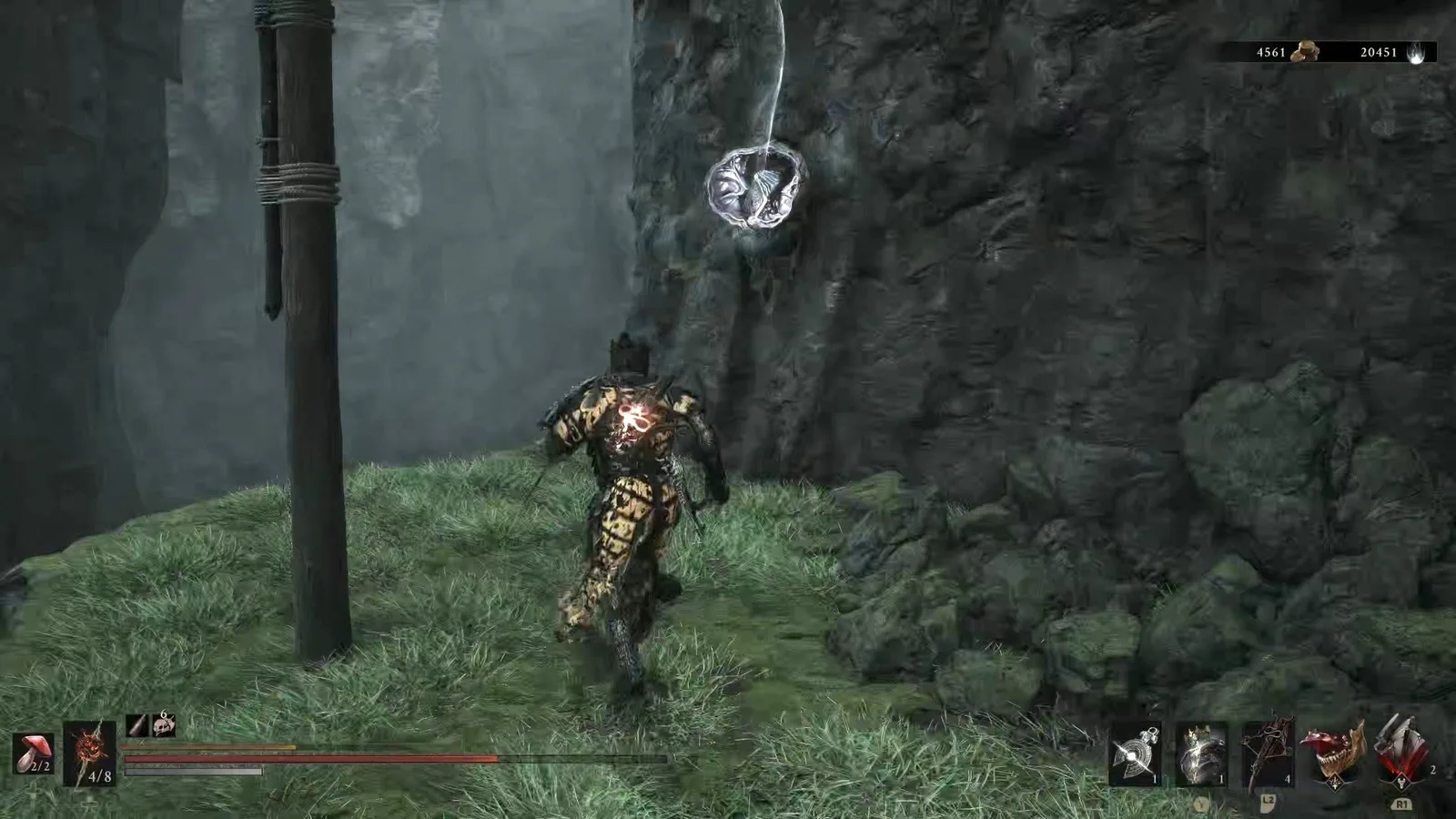 A Mortal Shell 2 screenshot showing the perfect path the player should take through Castigator's Keep according to Rock Paper Shotgun's full walkthrough of the game.
