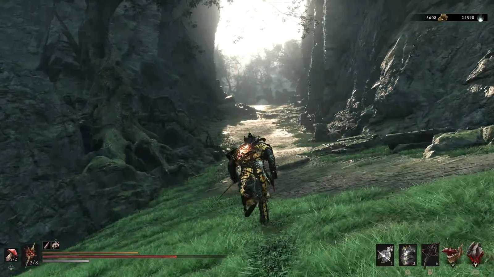 A Mortal Shell 2 screenshot showing the perfect path the player should take through Castigator's Keep according to Rock Paper Shotgun's full walkthrough of the game.