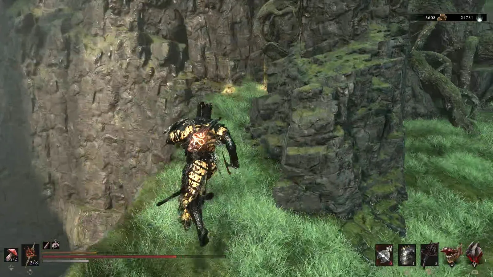 A Mortal Shell 2 screenshot showing the perfect path the player should take through Castigator's Keep according to Rock Paper Shotgun's full walkthrough of the game.
