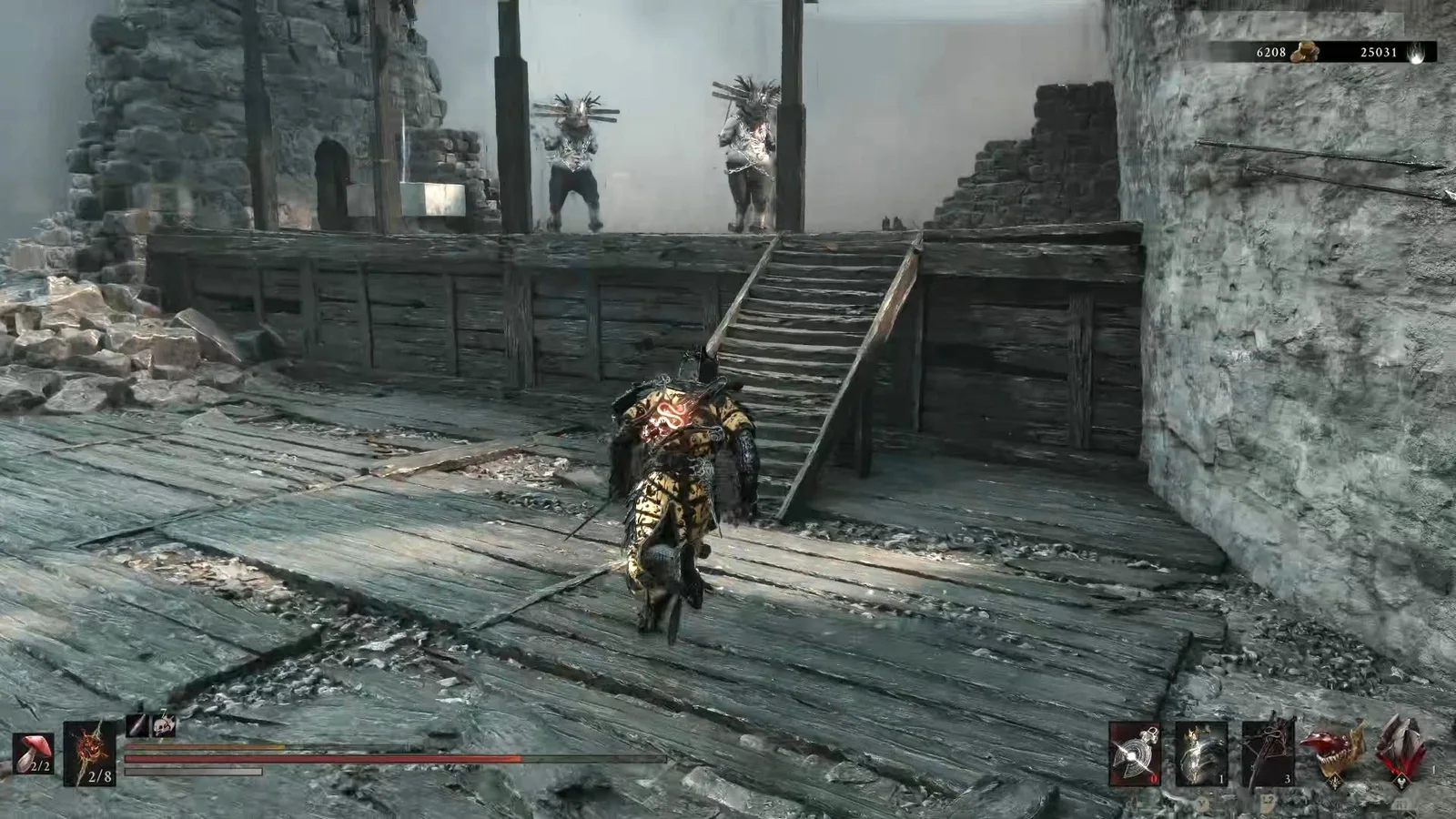 A Mortal Shell 2 screenshot showing the perfect path the player should take through Castigator's Keep according to Rock Paper Shotgun's full walkthrough of the game.