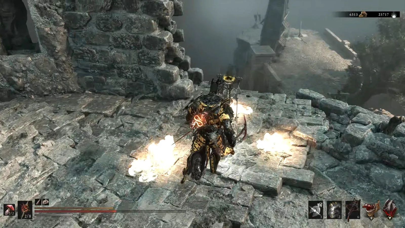 A Mortal Shell 2 screenshot showing the perfect path the player should take through Castigator's Keep according to Rock Paper Shotgun's full walkthrough of the game.