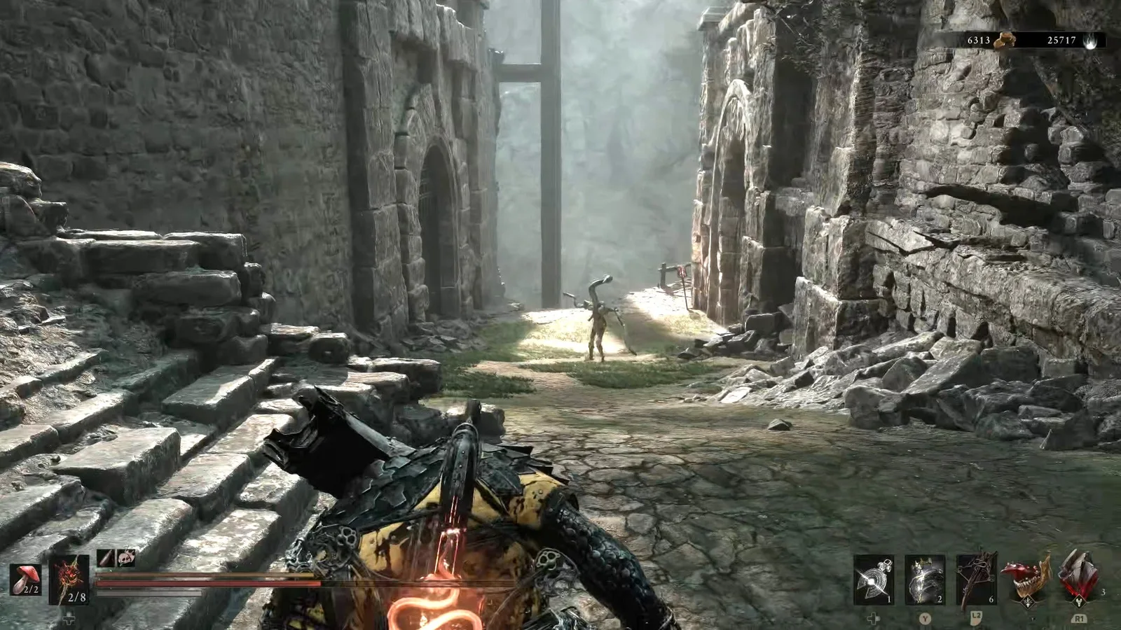 A Mortal Shell 2 screenshot showing the perfect path the player should take through Castigator's Keep according to Rock Paper Shotgun's full walkthrough of the game.