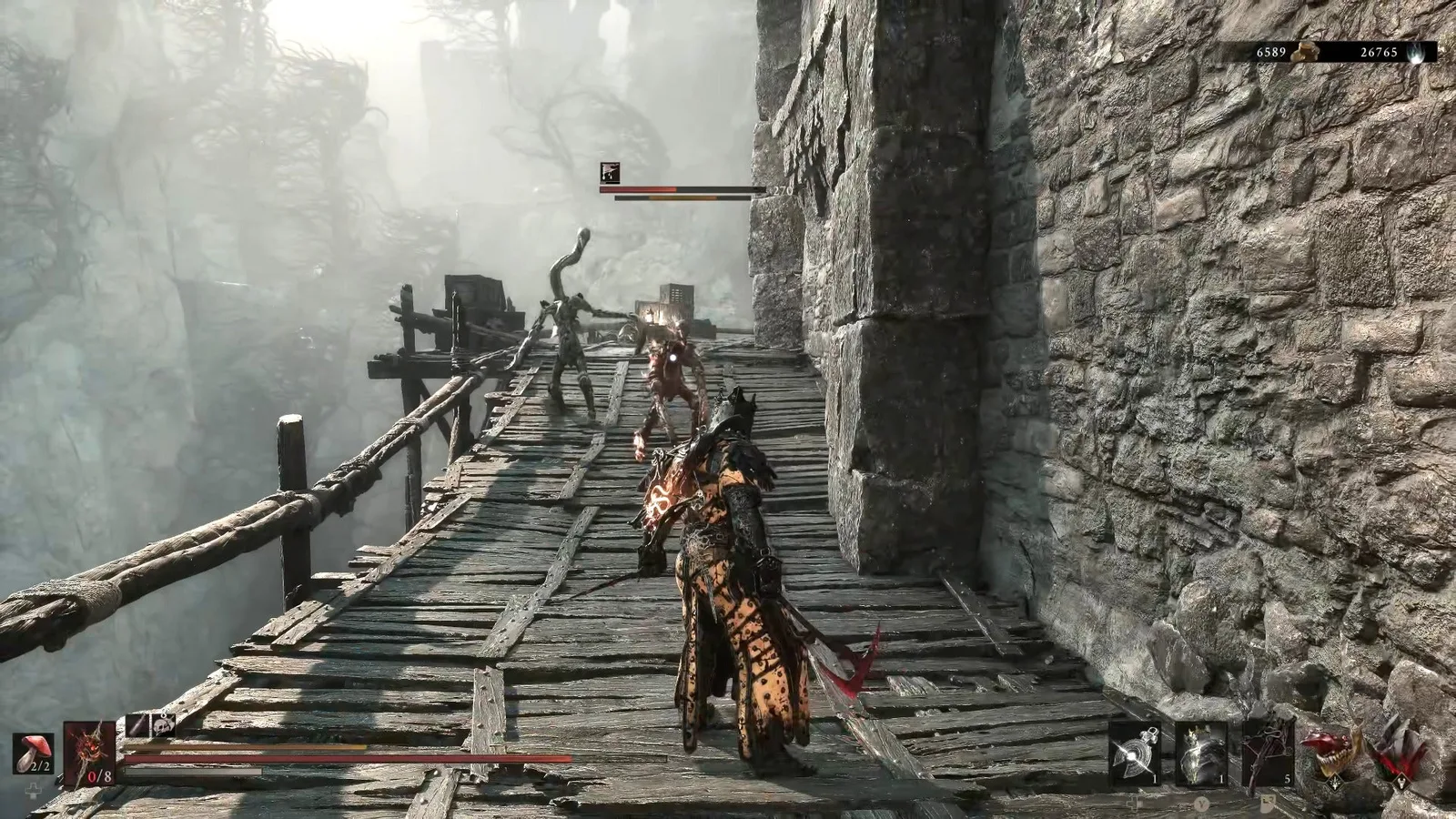 A Mortal Shell 2 screenshot showing the perfect path the player should take through Castigator's Keep according to Rock Paper Shotgun's full walkthrough of the game.