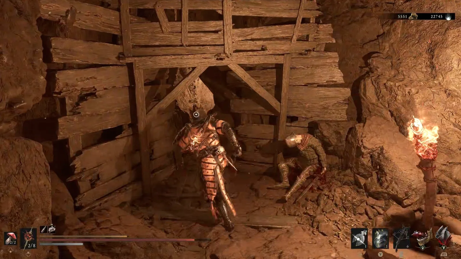 A Mortal Shell 2 screenshot showing the perfect path the player should take through Castigator's Keep according to Rock Paper Shotgun's full walkthrough of the game.