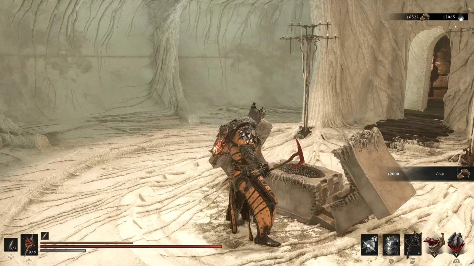 A Mortal Shell 2 screenshot showing the perfect path the player should take through The Faded Citadel according to Rock Paper Shotgun's full walkthrough of the game.