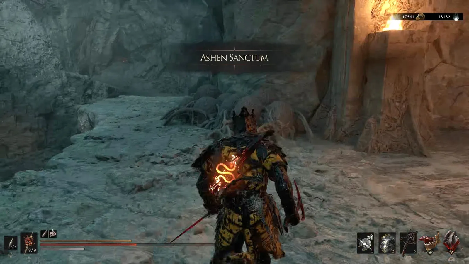 A Mortal Shell 2 screenshot showing the perfect path the player should take through The Faded Citadel according to Rock Paper Shotgun's full walkthrough of the game.