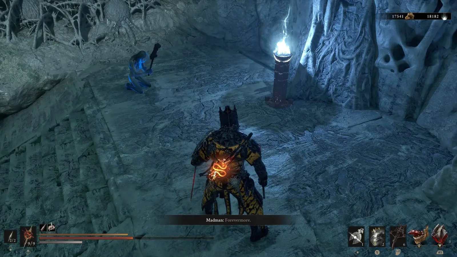 A Mortal Shell 2 screenshot showing the perfect path the player should take through The Faded Citadel according to Rock Paper Shotgun's full walkthrough of the game.
