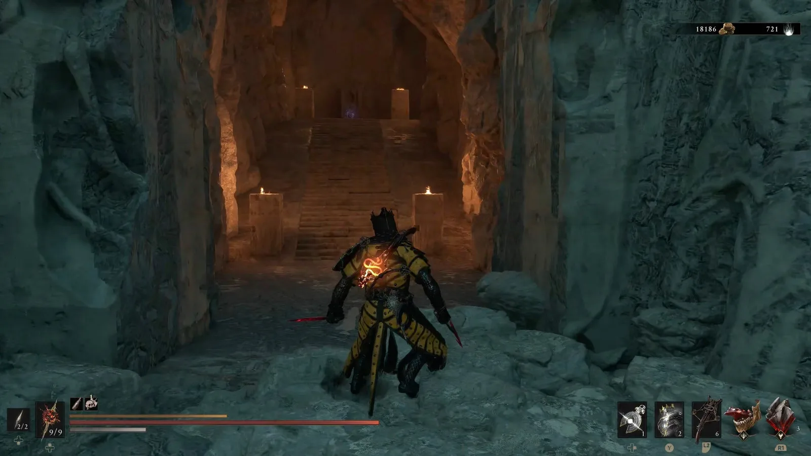 A Mortal Shell 2 screenshot showing the perfect path the player should take through The Faded Citadel according to Rock Paper Shotgun's full walkthrough of the game.