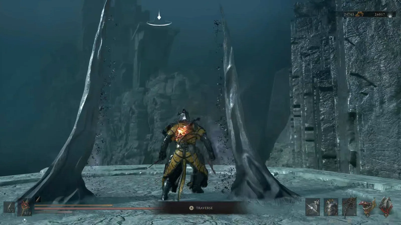 A Mortal Shell 2 screenshot showing the perfect path the player should take through The Faded Citadel according to Rock Paper Shotgun's full walkthrough of the game.