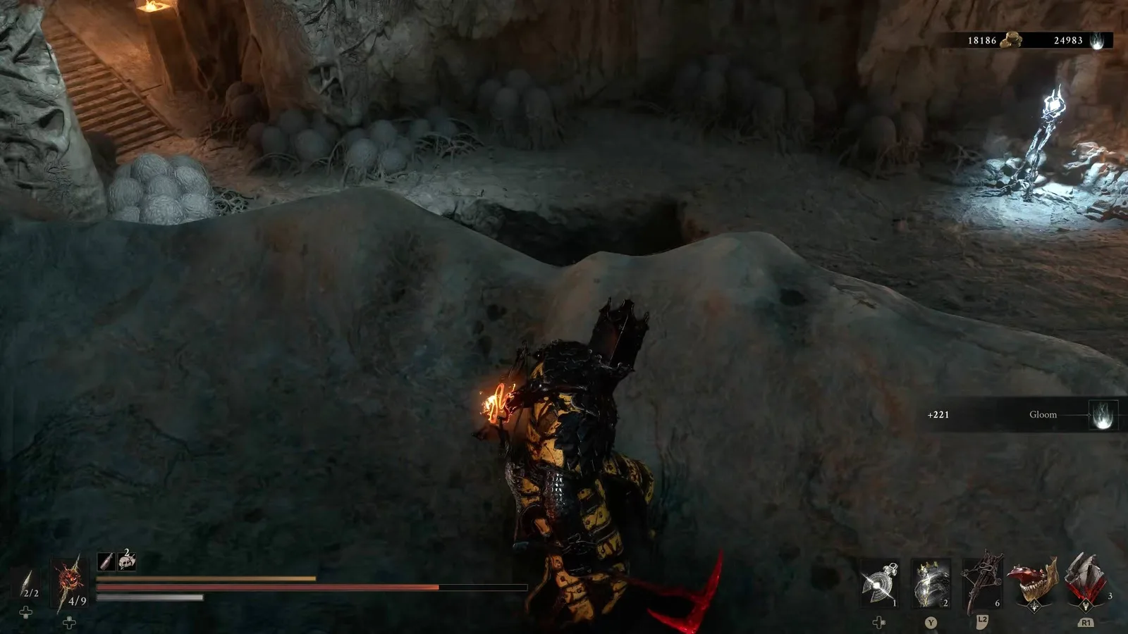 A Mortal Shell 2 screenshot showing the perfect path the player should take through The Faded Citadel according to Rock Paper Shotgun's full walkthrough of the game.
