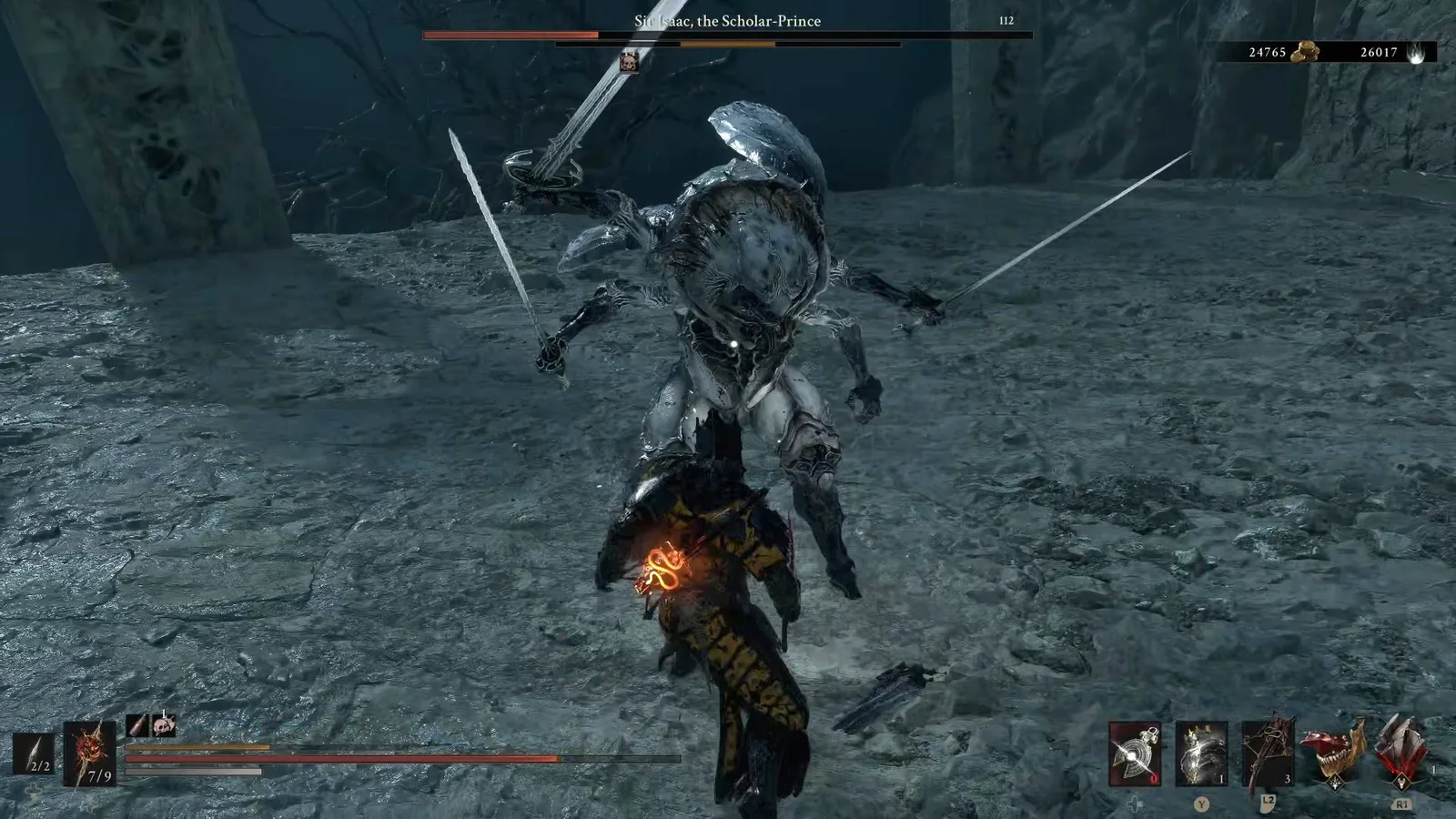A Mortal Shell 2 screenshot showing the perfect path the player should take through The Faded Citadel according to Rock Paper Shotgun's full walkthrough of the game.