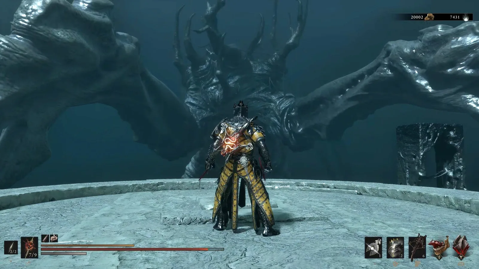 A Mortal Shell 2 screenshot showing the perfect path the player should take through The Faded Citadel according to Rock Paper Shotgun's full walkthrough of the game.