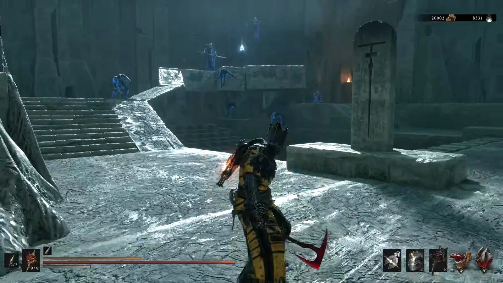 A Mortal Shell 2 screenshot showing the perfect path the player should take through The Faded Citadel according to Rock Paper Shotgun's full walkthrough of the game.