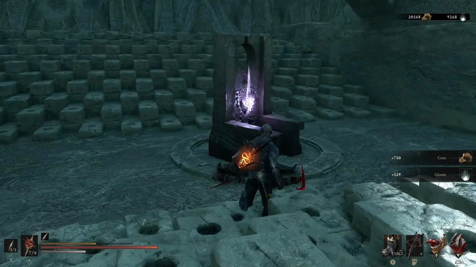 A Mortal Shell 2 screenshot showing the perfect path the player should take through The Faded Citadel according to Rock Paper Shotgun's full walkthrough of the game.