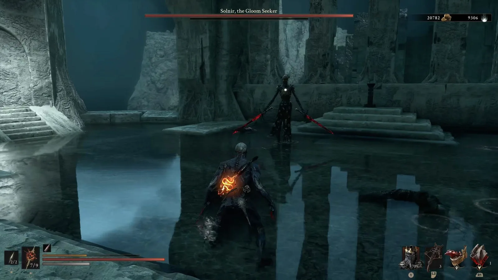 A Mortal Shell 2 screenshot showing the perfect path the player should take through The Faded Citadel according to Rock Paper Shotgun's full walkthrough of the game.