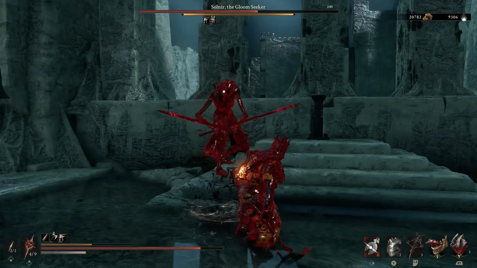 A Mortal Shell 2 screenshot showing the perfect path the player should take through The Faded Citadel according to Rock Paper Shotgun's full walkthrough of the game.