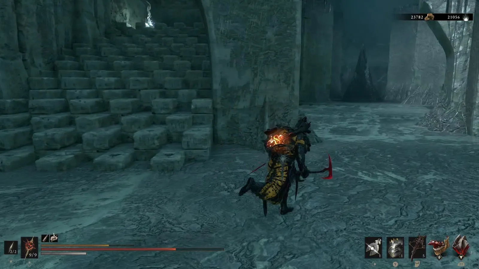 A Mortal Shell 2 screenshot showing the perfect path the player should take through The Faded Citadel according to Rock Paper Shotgun's full walkthrough of the game.