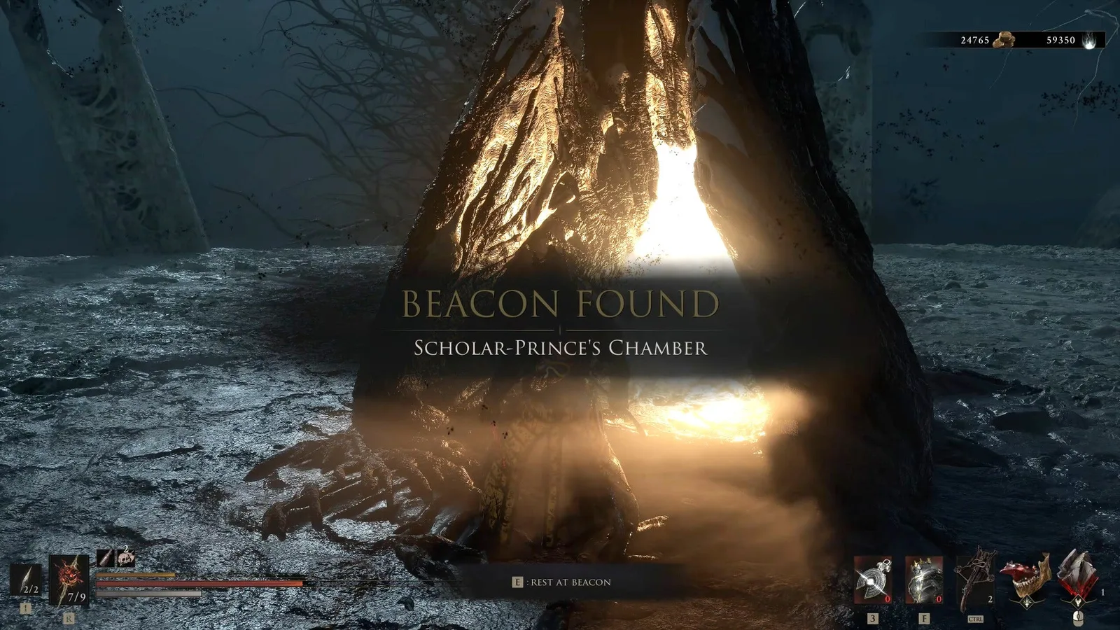 A Mortal Shell 2 screenshot showing the perfect path the player should take through The Faded Citadel according to Rock Paper Shotgun's full walkthrough of the game.