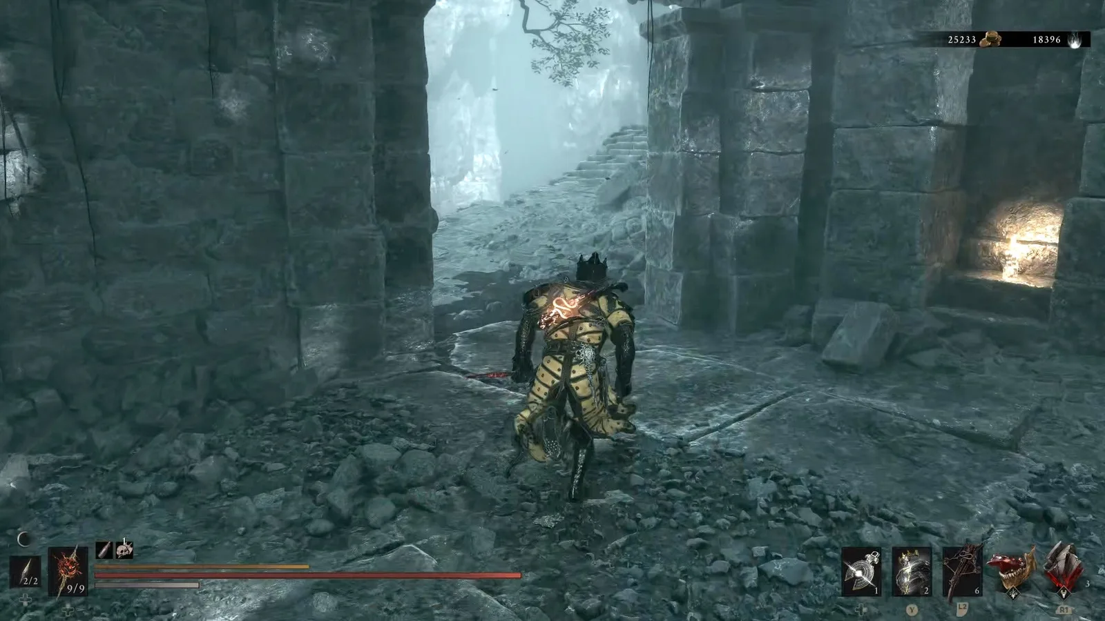 A Mortal Shell 2 screenshot showing the perfect path the player should take through The Forgotten Tower according to Rock Paper Shotgun's full walkthrough of the game.