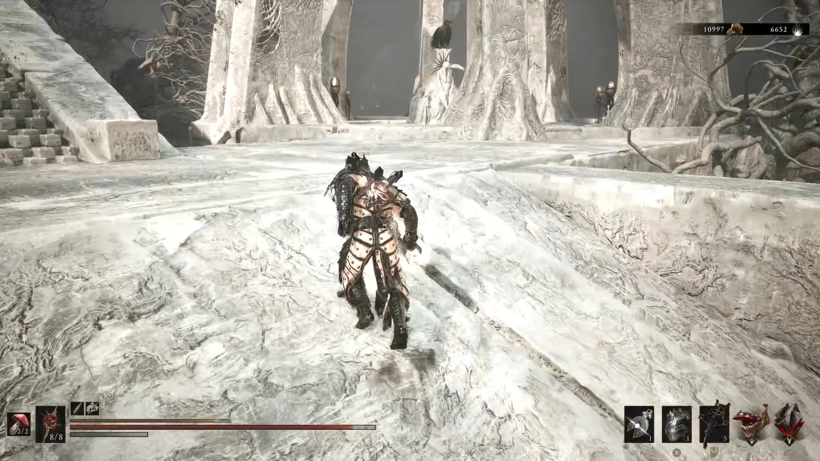 A Mortal Shell 2 screenshot showing the perfect path the player should take through The Silent Steps according to Rock Paper Shotgun's full walkthrough of the game.