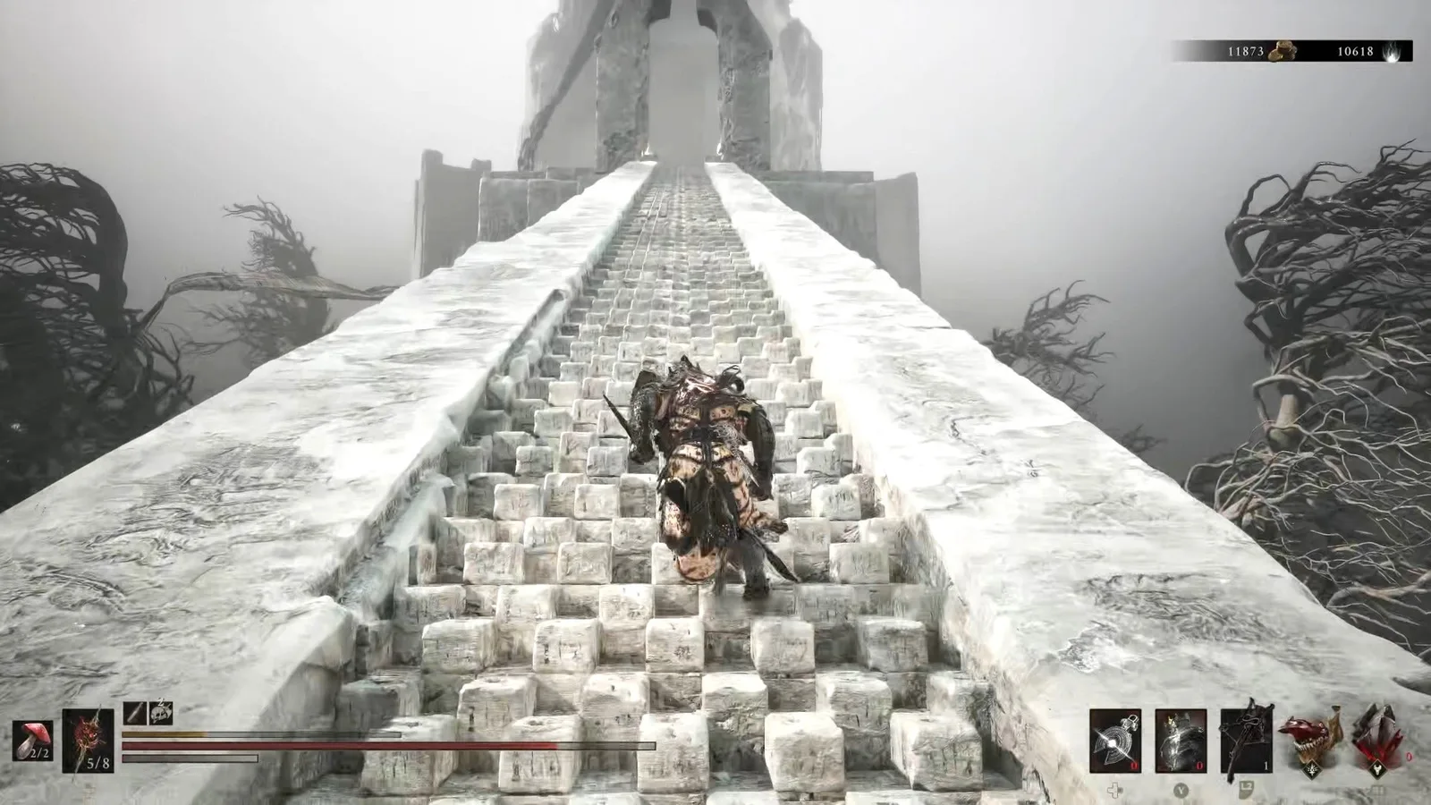 A Mortal Shell 2 screenshot showing the perfect path the player should take through The Silent Steps according to Rock Paper Shotgun's full walkthrough of the game.