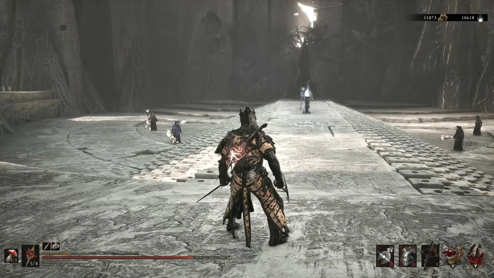 A Mortal Shell 2 screenshot showing the perfect path the player should take through The Silent Steps according to Rock Paper Shotgun's full walkthrough of the game.