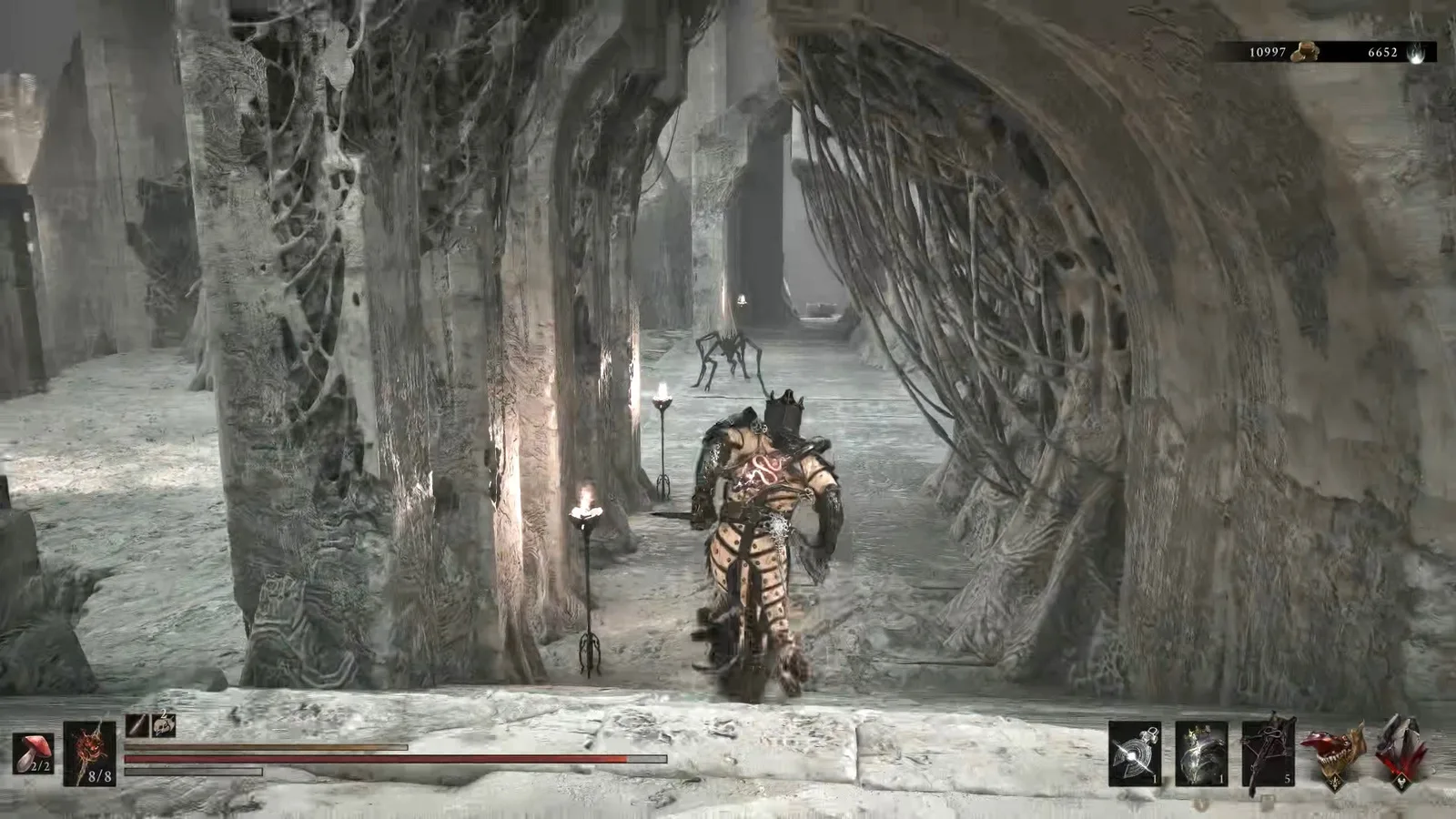 A Mortal Shell 2 screenshot showing the perfect path the player should take through The Silent Steps according to Rock Paper Shotgun's full walkthrough of the game.