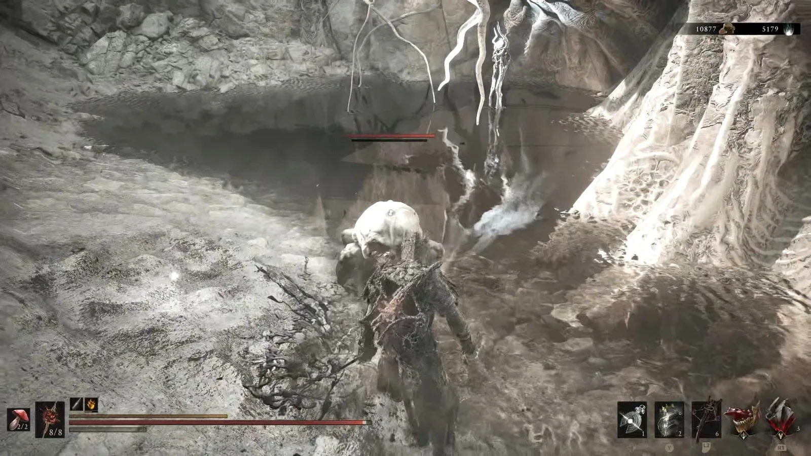 A Mortal Shell 2 screenshot showing the perfect path the player should take through The Silent Steps according to Rock Paper Shotgun's full walkthrough of the game.