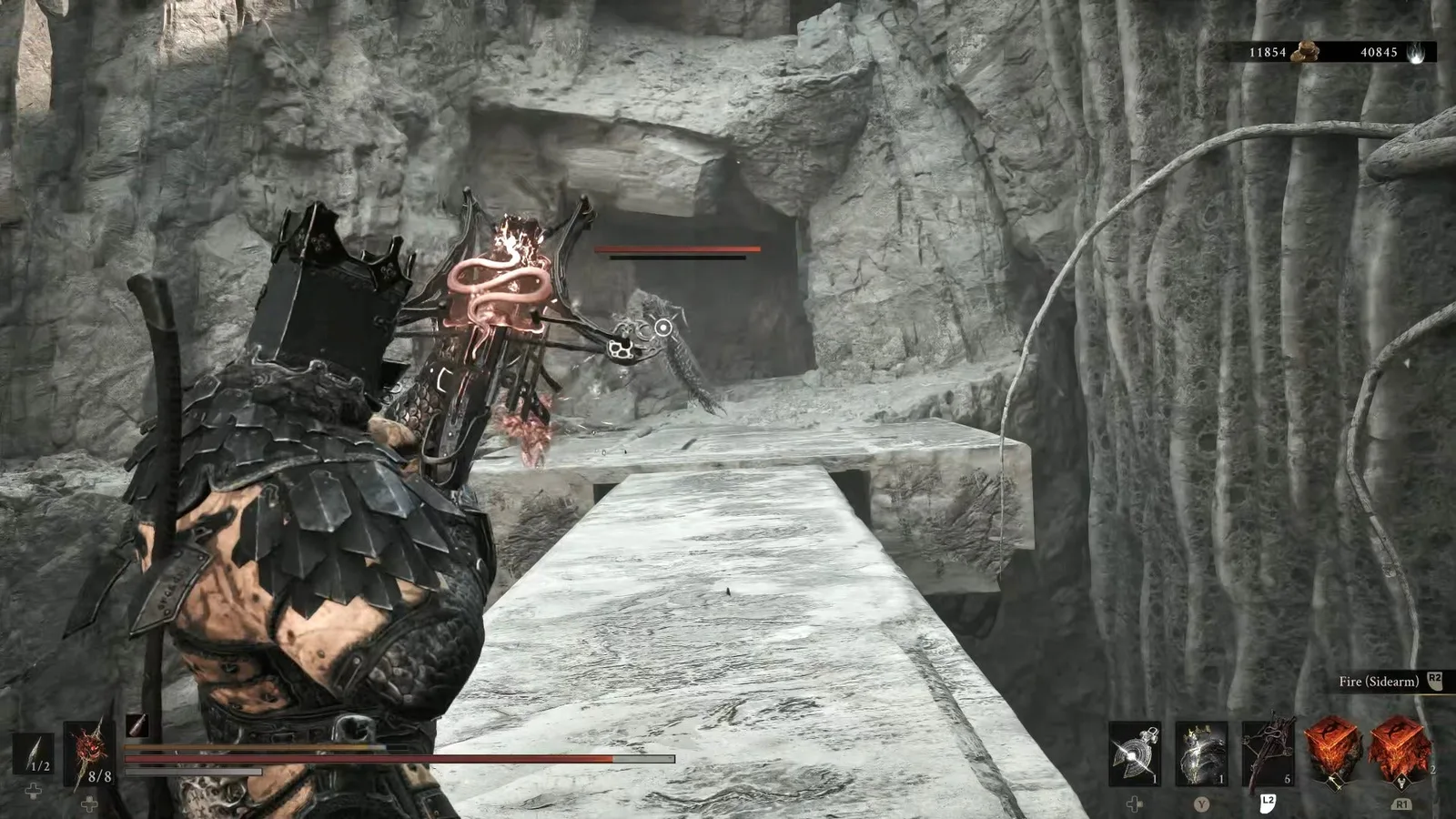 A Mortal Shell 2 screenshot showing the perfect path the player should take through The Silent Steps according to Rock Paper Shotgun's full walkthrough of the game.