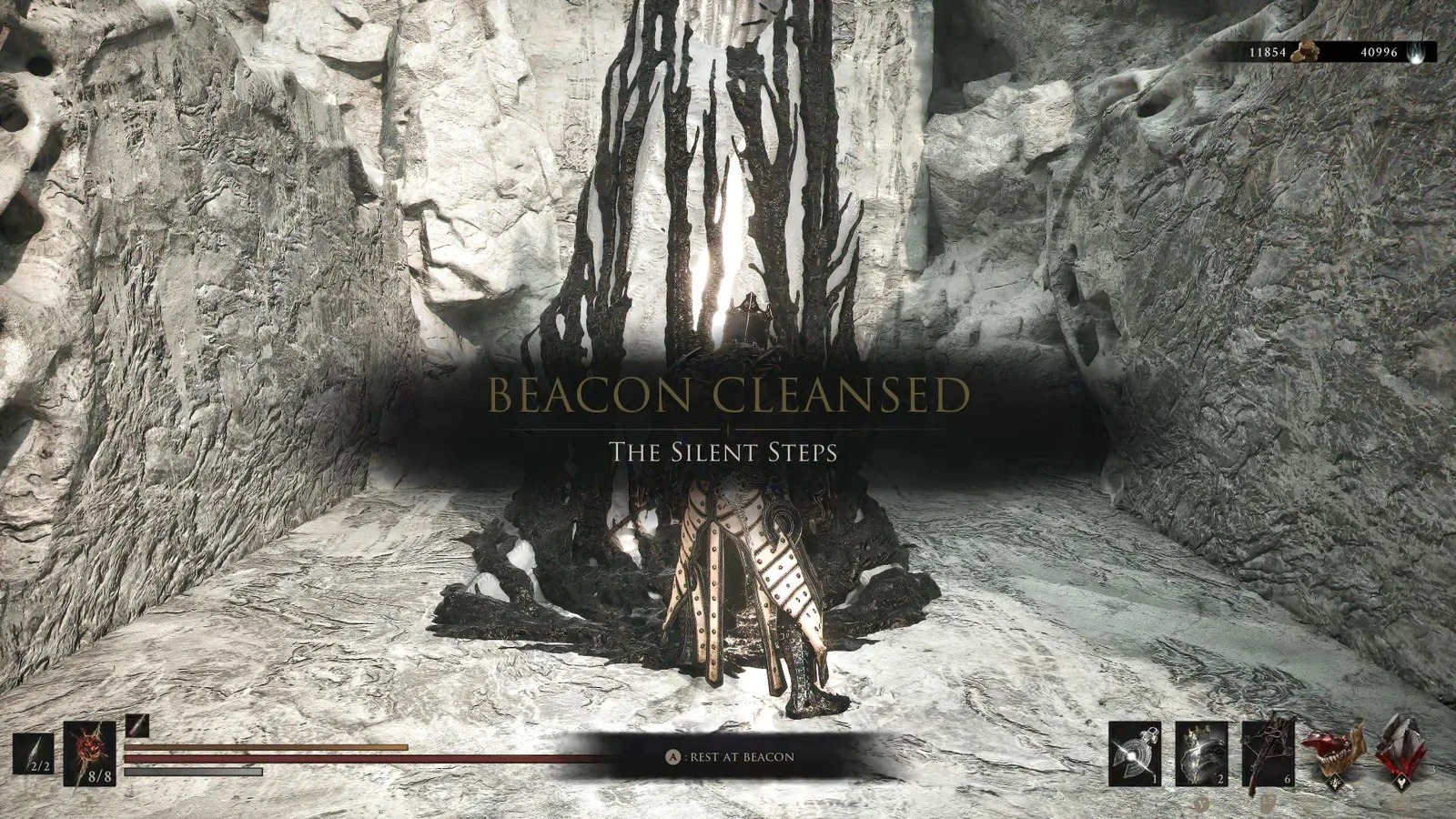 A Mortal Shell 2 screenshot showing the perfect path the player should take through The Silent Steps according to Rock Paper Shotgun's full walkthrough of the game.