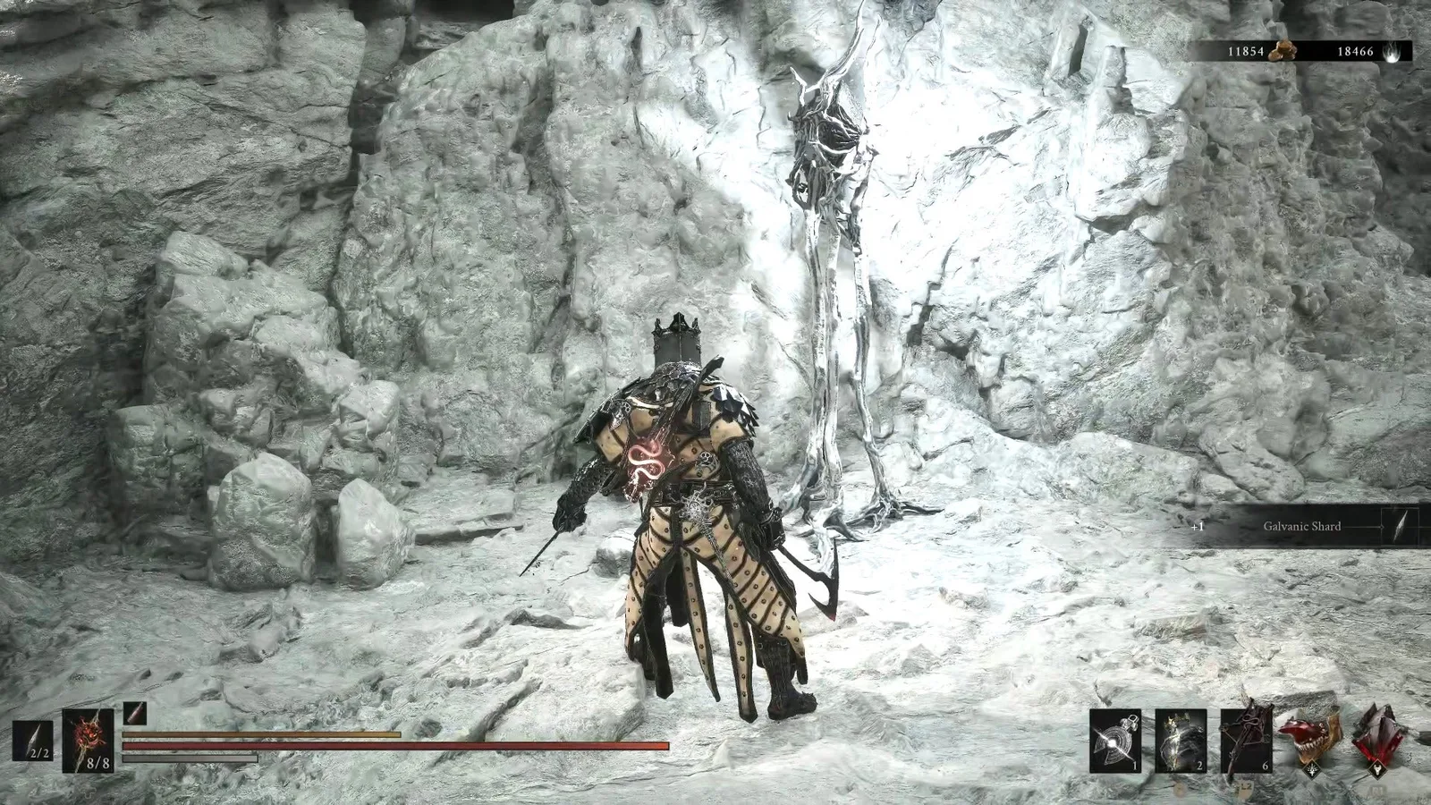 A Mortal Shell 2 screenshot showing the perfect path the player should take through The Silent Steps according to Rock Paper Shotgun's full walkthrough of the game.
