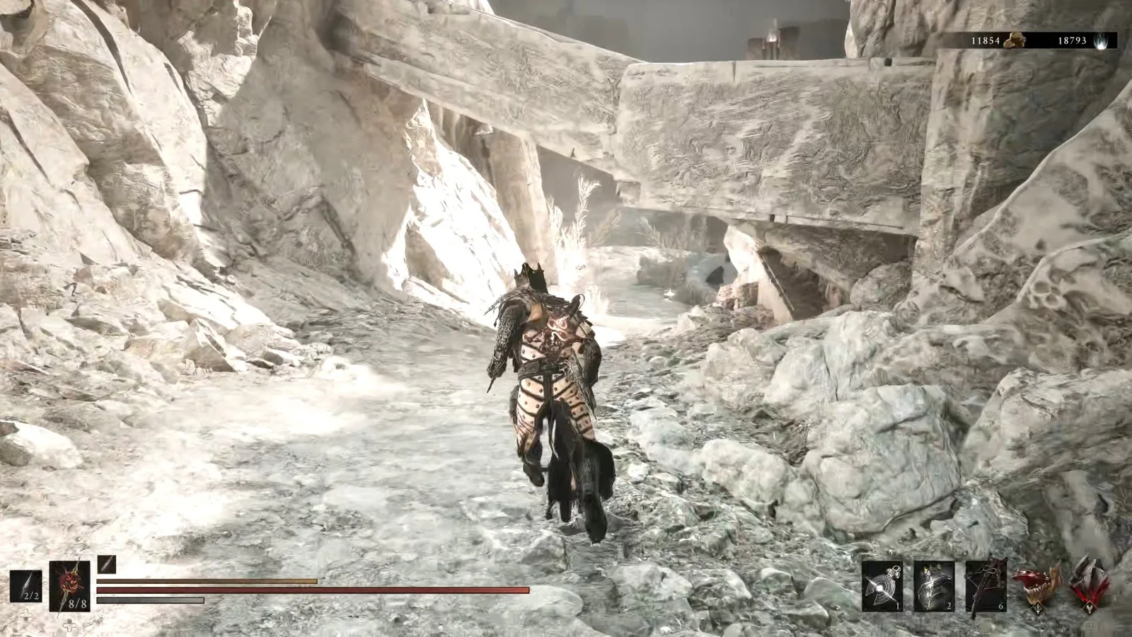 A Mortal Shell 2 screenshot showing the perfect path the player should take through The Silent Steps according to Rock Paper Shotgun's full walkthrough of the game.