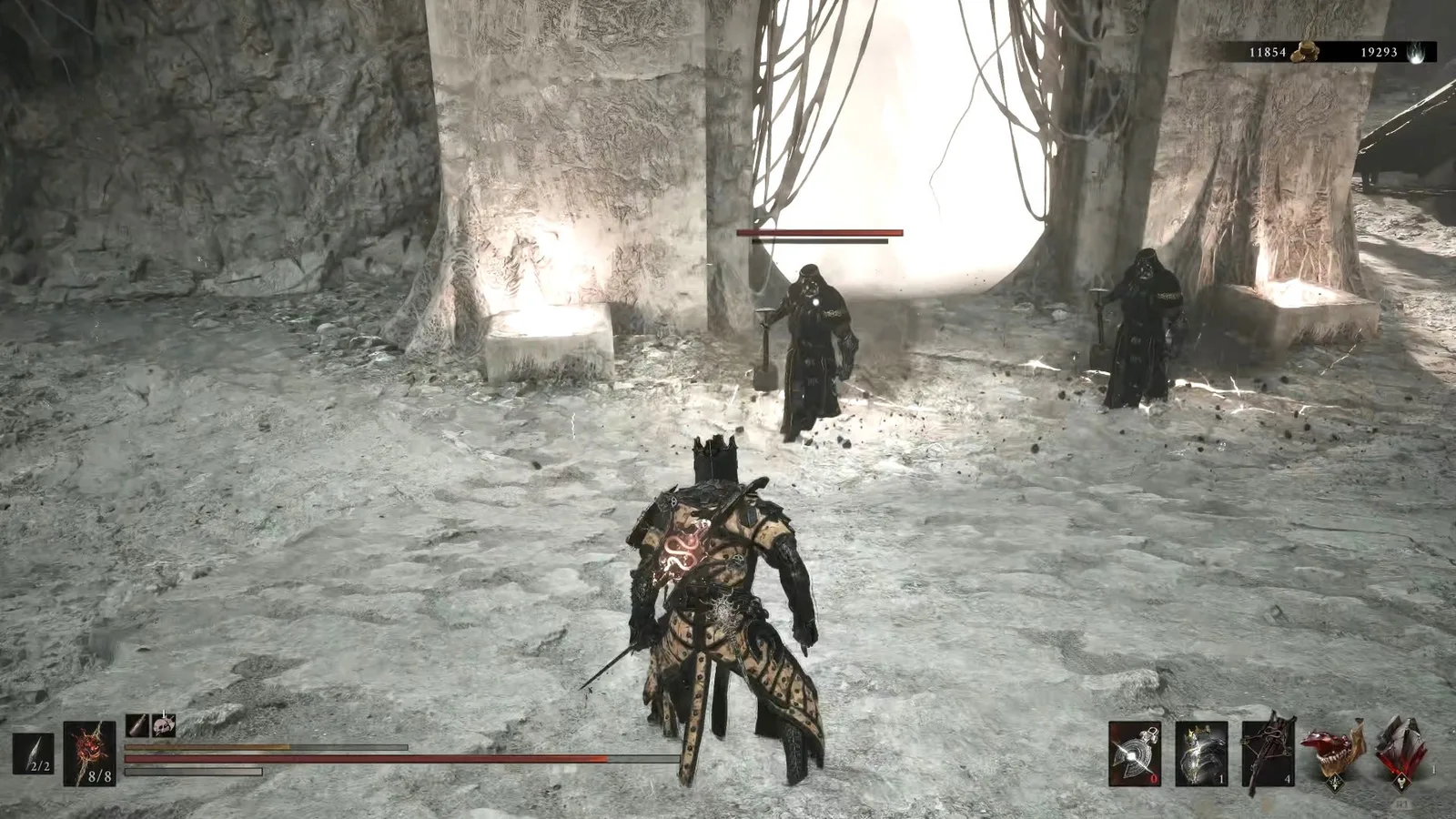 A Mortal Shell 2 screenshot showing the perfect path the player should take through The Silent Steps according to Rock Paper Shotgun's full walkthrough of the game.