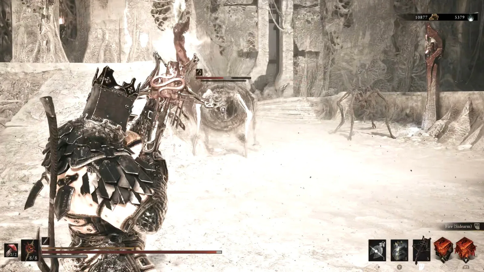 A Mortal Shell 2 screenshot showing the perfect path the player should take through The Silent Steps according to Rock Paper Shotgun's full walkthrough of the game.