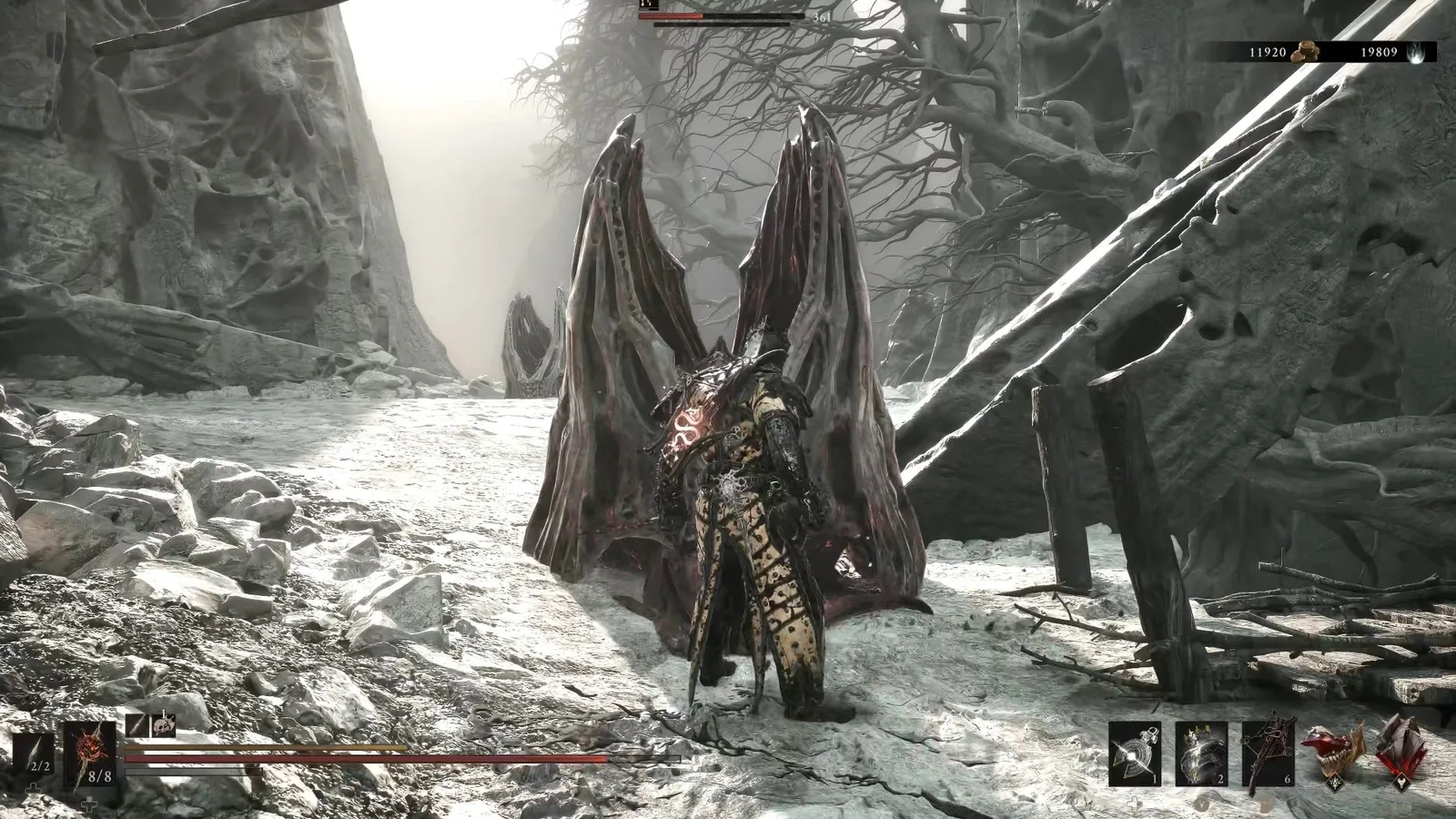 A Mortal Shell 2 screenshot showing the perfect path the player should take through The Silent Steps according to Rock Paper Shotgun's full walkthrough of the game.
