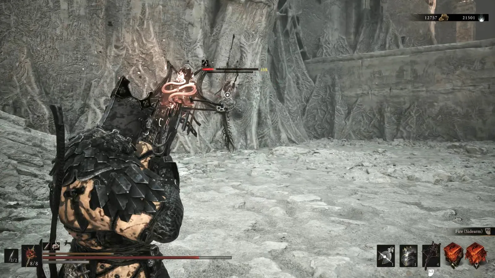 A Mortal Shell 2 screenshot showing the perfect path the player should take through The Silent Steps according to Rock Paper Shotgun's full walkthrough of the game.