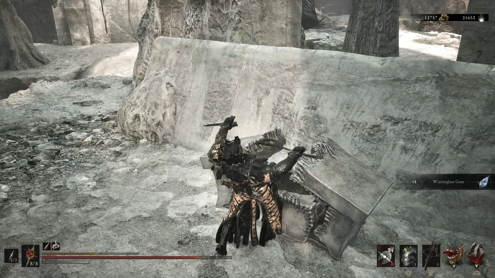 A Mortal Shell 2 screenshot showing the perfect path the player should take through The Silent Steps according to Rock Paper Shotgun's full walkthrough of the game.