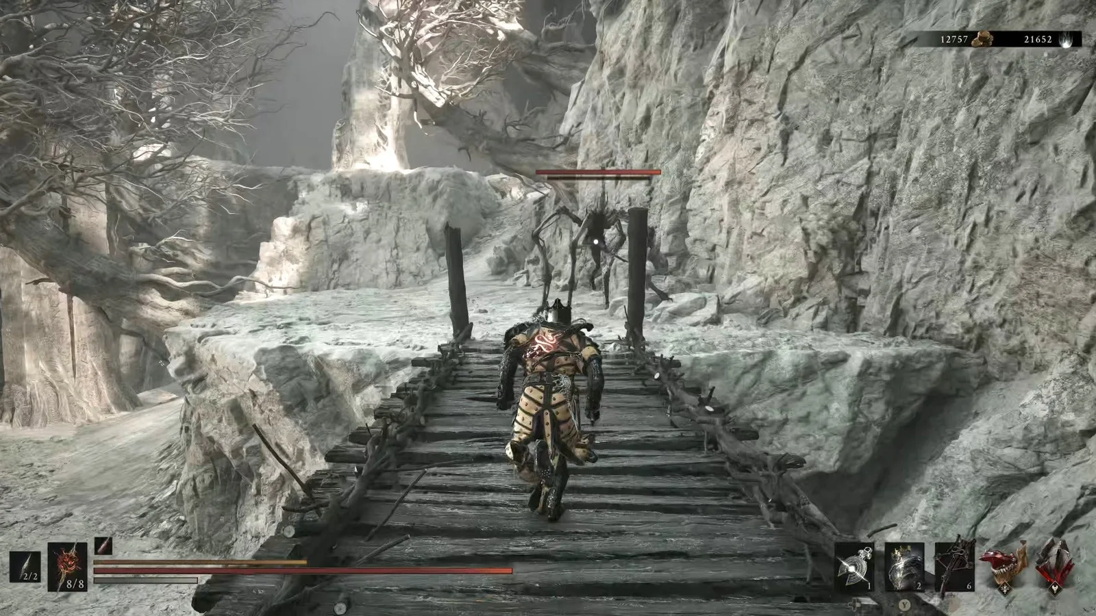 A Mortal Shell 2 screenshot showing the perfect path the player should take through The Silent Steps according to Rock Paper Shotgun's full walkthrough of the game.