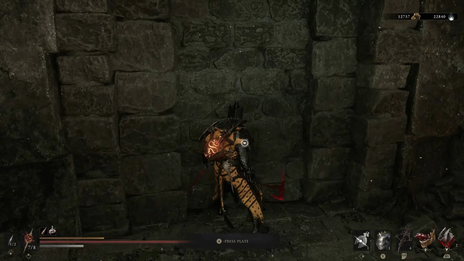 A Mortal Shell 2 screenshot showing the perfect path the player should take through The Silent Steps according to Rock Paper Shotgun's full walkthrough of the game.
