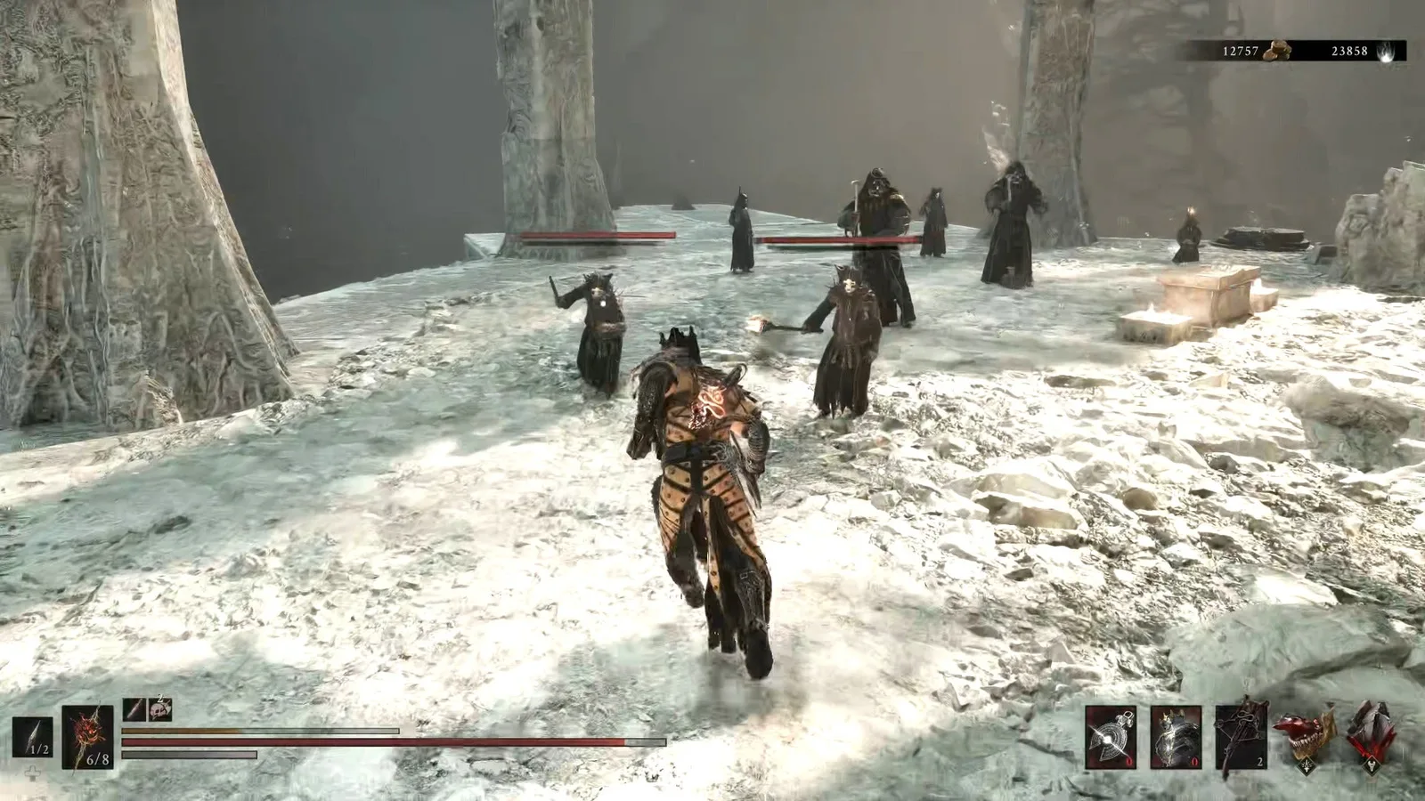 A Mortal Shell 2 screenshot showing the perfect path the player should take through The Silent Steps according to Rock Paper Shotgun's full walkthrough of the game.