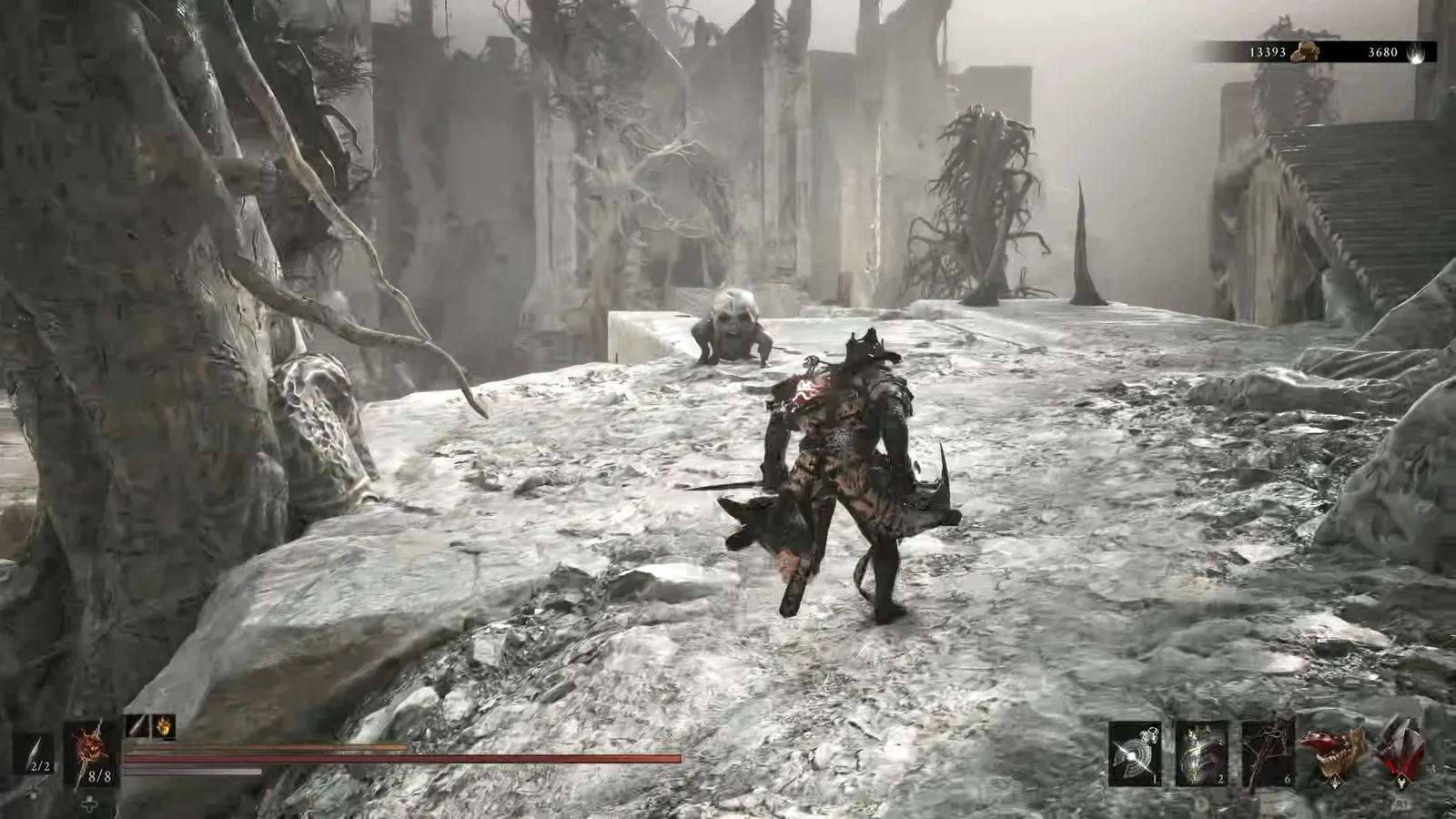 A Mortal Shell 2 screenshot showing the perfect path the player should take through The Silent Steps according to Rock Paper Shotgun's full walkthrough of the game.