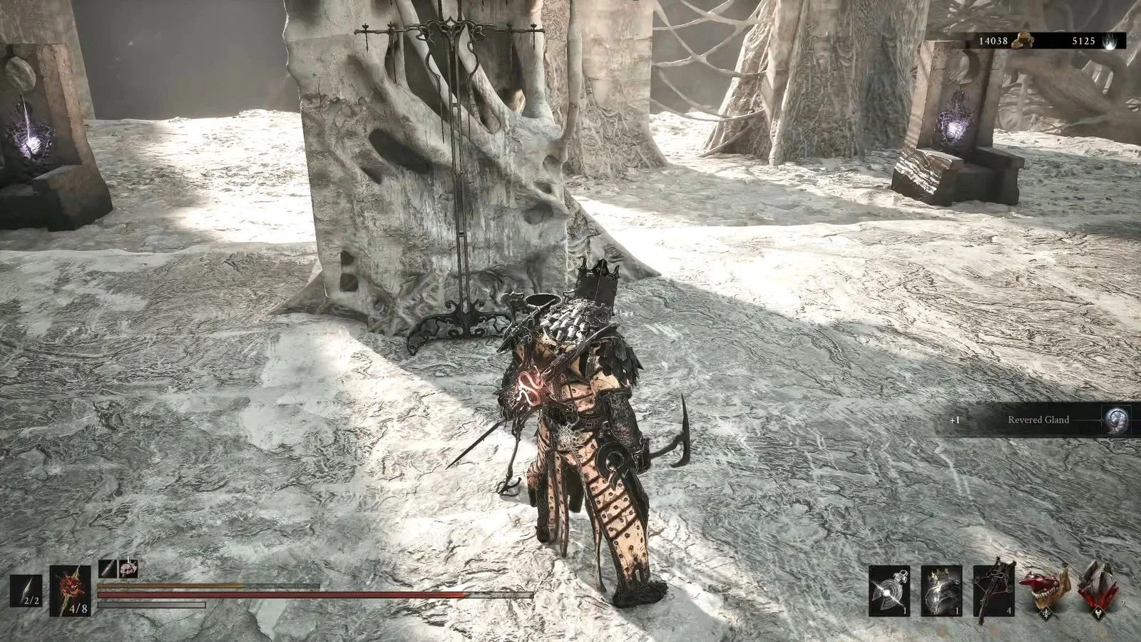A Mortal Shell 2 screenshot showing the perfect path the player should take through The Silent Steps according to Rock Paper Shotgun's full walkthrough of the game.
